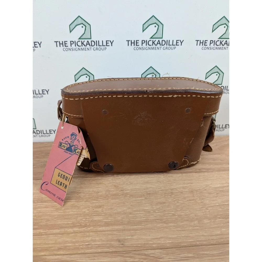 Vintage Ruko Rite-Case Brown Genuine Leather Camera Bag Hard Shell Japan Strap - Picture 1 of 11